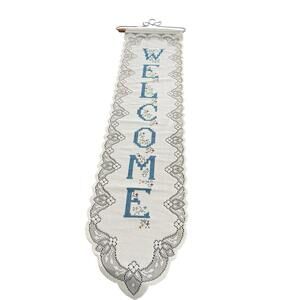 Welcome Banner Lacy Background With Printed Letters 34 1/2” X 7 1/4”